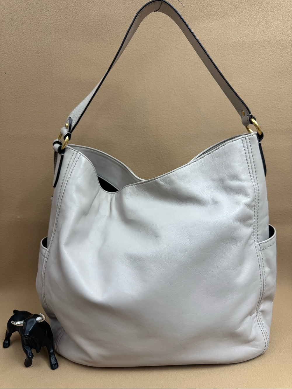 Cole Haan gray  Leather Shoulder Hobo Bag